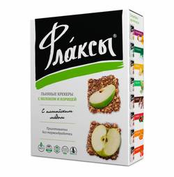 Льняные Крекеры "С Яблоком и Корицей" Флаксы "Компас Здоровья" 120г