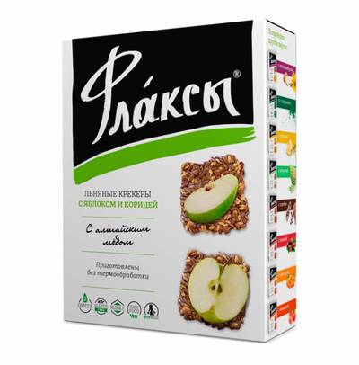Льняные Крекеры "С Яблоком и Корицей" Флаксы "Компас Здоровья" 120г