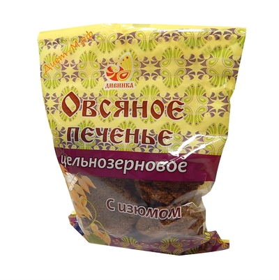 Печенье цельнозерновое Овсяное с изюмом на сахаре "Дивинка" 300г