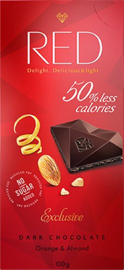 Шоколад темный с апельсином и миндалем "Red Delight" 100г
