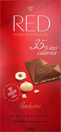 Шоколад молочный с фундуком и макадамией "Red Delight" 100г